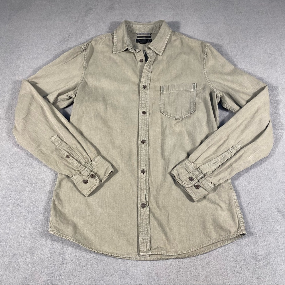 Treasure & Bond Women’s Khaki/Light Green Button Up Shirt,Trim Fit,Long Sleeve,M